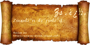 Zsupán Árpád névjegykártya